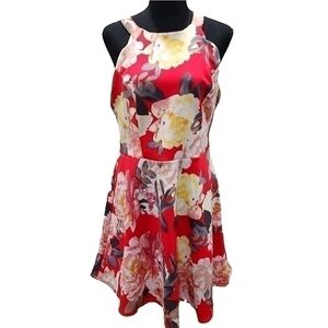 Trixxi Francesca's Red Flora Fit And Flare Floral Print Dress XL Junior's